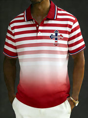 Men's Retro 250th Anniversary of the United States Print Independence Day Cross Print Polo Shirt