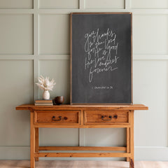 Give Thanks to the Lord 1 Chronicles 16:34 Hand Lettered | Framed Wooden Art