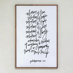 Whatever Is True Hand Lettered | Framed Wooden Art