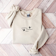Embroidered You Are Worth More Than Sparrows Christian Sweatshirt