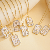12 Zodiac Signs Crystal Pendant Necklace – Celestial Gold Astrology Necklace