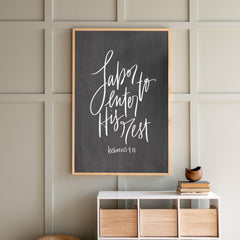 Labor To Enter His Rest Hand Lettered | Framed Wooden Art