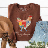 Chicken Patchwork Embellished Crewneck Sweatshirt