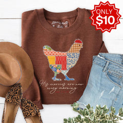 Chicken Patchwork Embellished Crewneck Sweatshirt