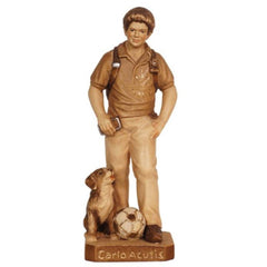 Carlo Acutis with Dog and Ball 6.5" Triple Stained Ready to Ship