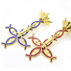 12×21cm Metal Crucifix Desktop Ornament Gold Plated Cross Stand Religious Decor for Home Office Gift
