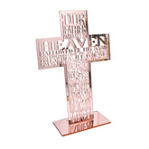 Acrylic Cross Ornament Stand with Scripture for Home, Office & Religious Decor