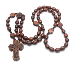 Handcrafted Rosewood Rosary Necklace – Premium Wooden Beads with Cross