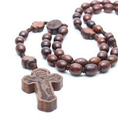Handcrafted Rosewood Rosary Necklace – Premium Wooden Beads with Cross
