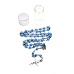 Scented Wooden Rosary Beads – Cross Necklace with Glass Bottle