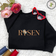 Embroidered He Is Risen Design Sweatshirt