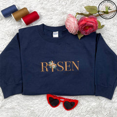 Embroidered He Is Risen Design Sweatshirt