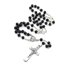 Black Wooden Rosary Necklace – St. Benedict Cross