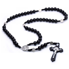 Classic Wooden Rosary Necklace – Handcrafted Cross Design