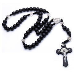 Classic Wooden Rosary Necklace – Handcrafted Cross Design