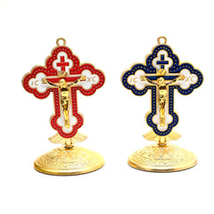 Enamel Alloy Crucifix Ornament Stand for Home, Office & Religious Decor