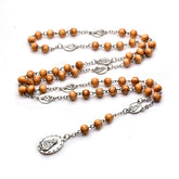 Seven Sorrows Rosary Necklace – Pine Wood Beads with Cross
