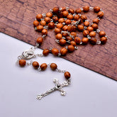 Jerusalem Pine Wood Rosary Necklace – Cross with Gift Box