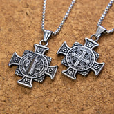 Saint Benedict Protection Medal Cross Pendant Necklace