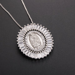 Our Lady of Guadalupe Zirconia Amulet Pendant Necklace