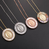 Our Lady of Guadalupe Zirconia Amulet Pendant Necklace