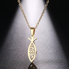 Chain Jesus Fish Shape Necklace