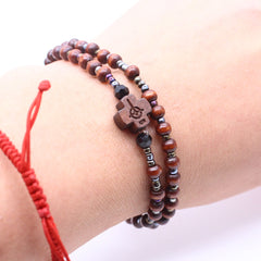 59 Beads Mini Crucifix Wooden Bracelet Rosary