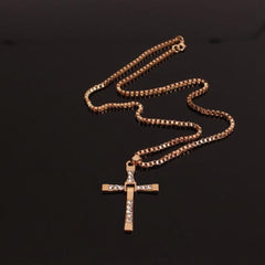 Jewelry Cross Crystal Pendant Chain Necklace