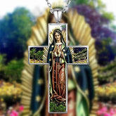 Virgin Mary Cross Pendant Necklace Religion Jewelry