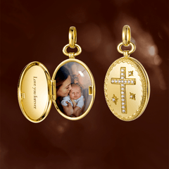 18K Gold Diamond-set Modern Style Cross Treasure Box Pendant Necklace