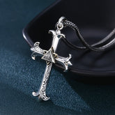 Fashion Sober Style Cross of God's Eye Square Pearl Chain Pendant Necklace
