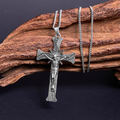 Classic Retro Style Jesus Cross Crucifix Alloy Pendant Necklace