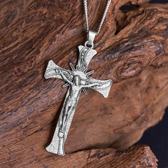 Classic Retro Style Jesus Cross Crucifix Alloy Pendant Necklace