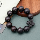 Classic Jesus Christ Cross Black Sandalwood Rosary Bracelet