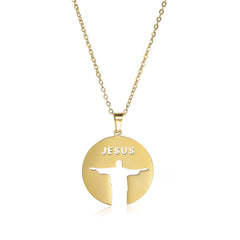 Round Jesus Pendant Necklace