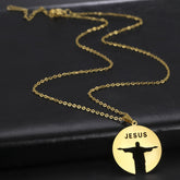Round Jesus Pendant Necklace