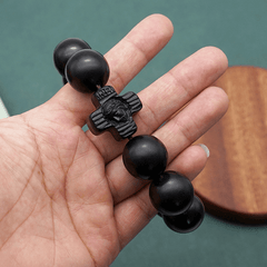 Classic Jesus Christ Cross Black Sandalwood Rosary Bracelet