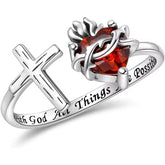 Sacred Heart of Jesus Ring: With God All Things Are Possible