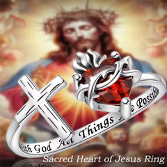 Sacred Heart of Jesus Ring: With God All Things Are Possible