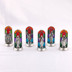 6pcs/set Church Stained Glass Style Saint Icon Divine Grace Statue Dekstop Ornament