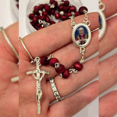 Pope Leo XIV Red Wood Beads Rosary Commemorating: A Spiritual Treasure