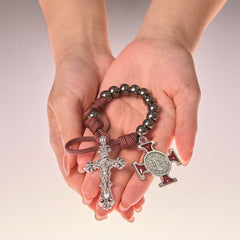 All-Place Portable Paracord Pocket Rosary with Crucifix & St. Benedict: Faith for Every Spot