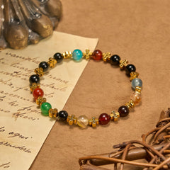 Natural Multicolored Agate Bracelet with Two Tone Jesus Cross: Bold Faith Statement