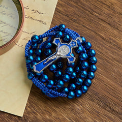 Royal Blue Metal Ball Beads Shiny Minimalist Rosary