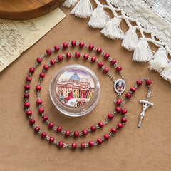 Pope Leo XIV Red Wood Beads Rosary Commemorating: A Spiritual Treasure