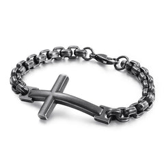 Multicolor Minimalist Cross Bracelet with Sleek Lines and Faithful Soul