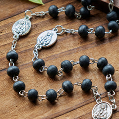 Olive Wood Seven Sorrows Rosary Featuring Our Lady Medal: Divine Devotion in Every Bead