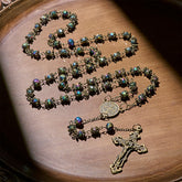 Faithful Hematite Rosary Featuring Bronze Crucifix and Saint Benedict Charm