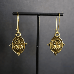 Vintage Style Sacred Heart Dangle Earrings: Faith & Devotion Jewelry
