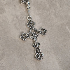 Orange & White Quartz with Cat Face Stainless Steel Charms of Orange Tabby Animal Rosary